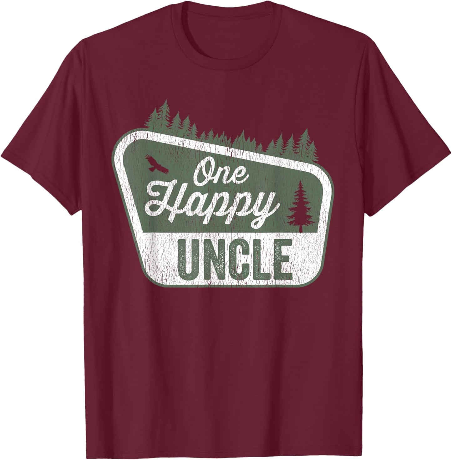 One Happy Uncle Matching Family Birthday Party Camping T-Shirt - T-Shirt | Maroon