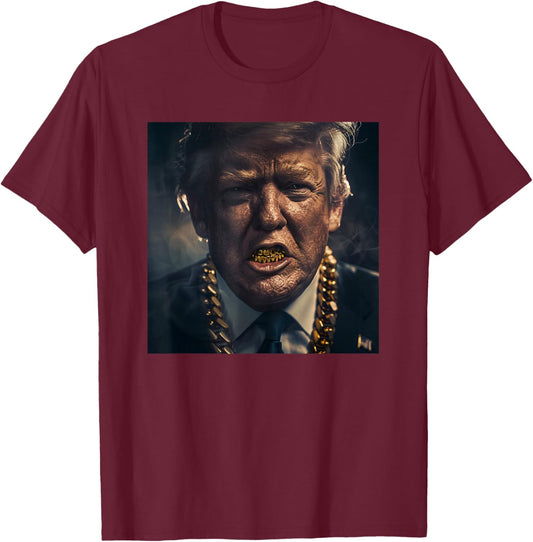 Donald Trump Gold Grillz T-Shirt - T-Shirt | Maroon