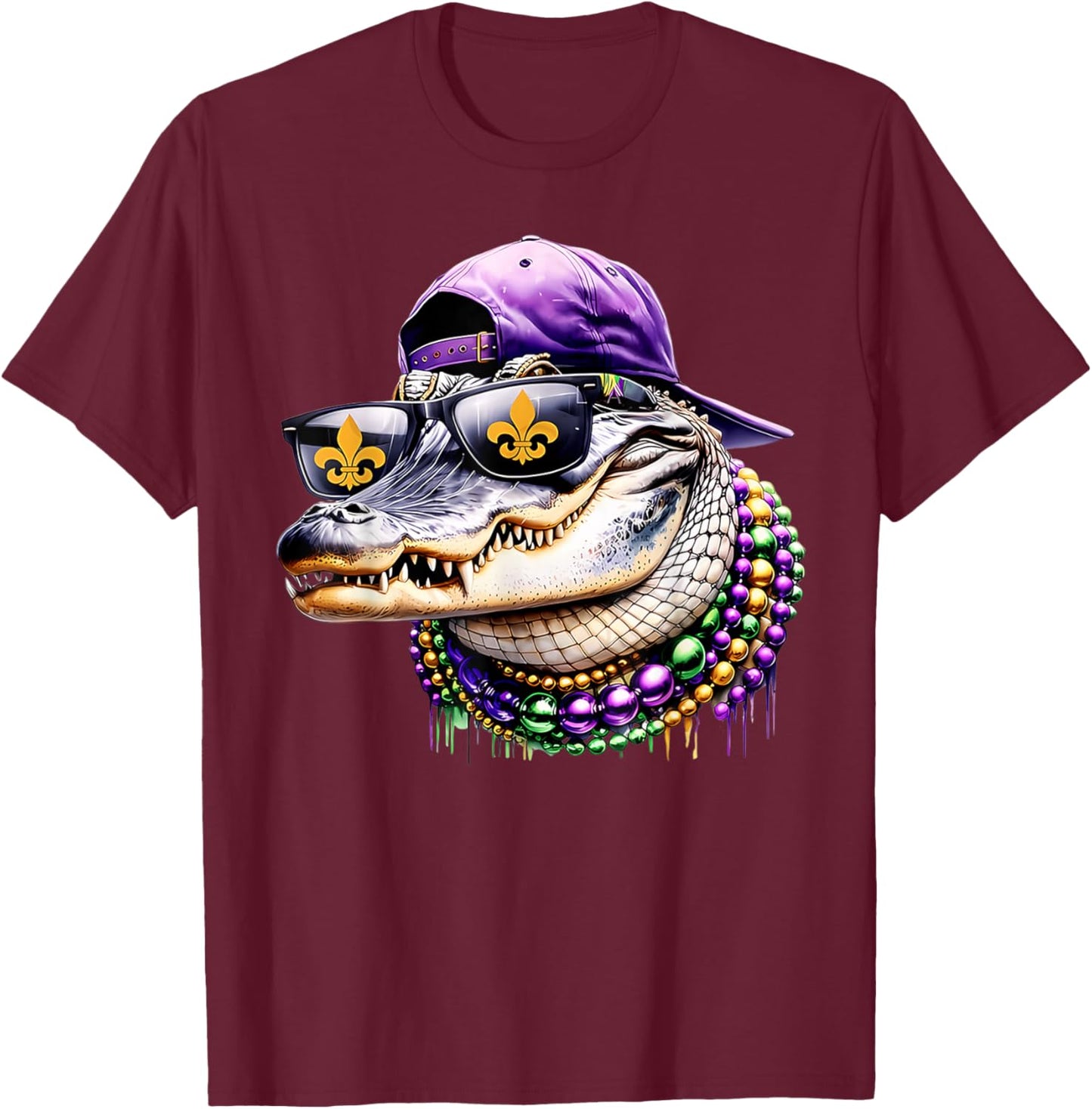 Mardigator Mardi Gras Alligator Costume Men Women Mardi Gras T-Shirt - T-Shirt | Maroon