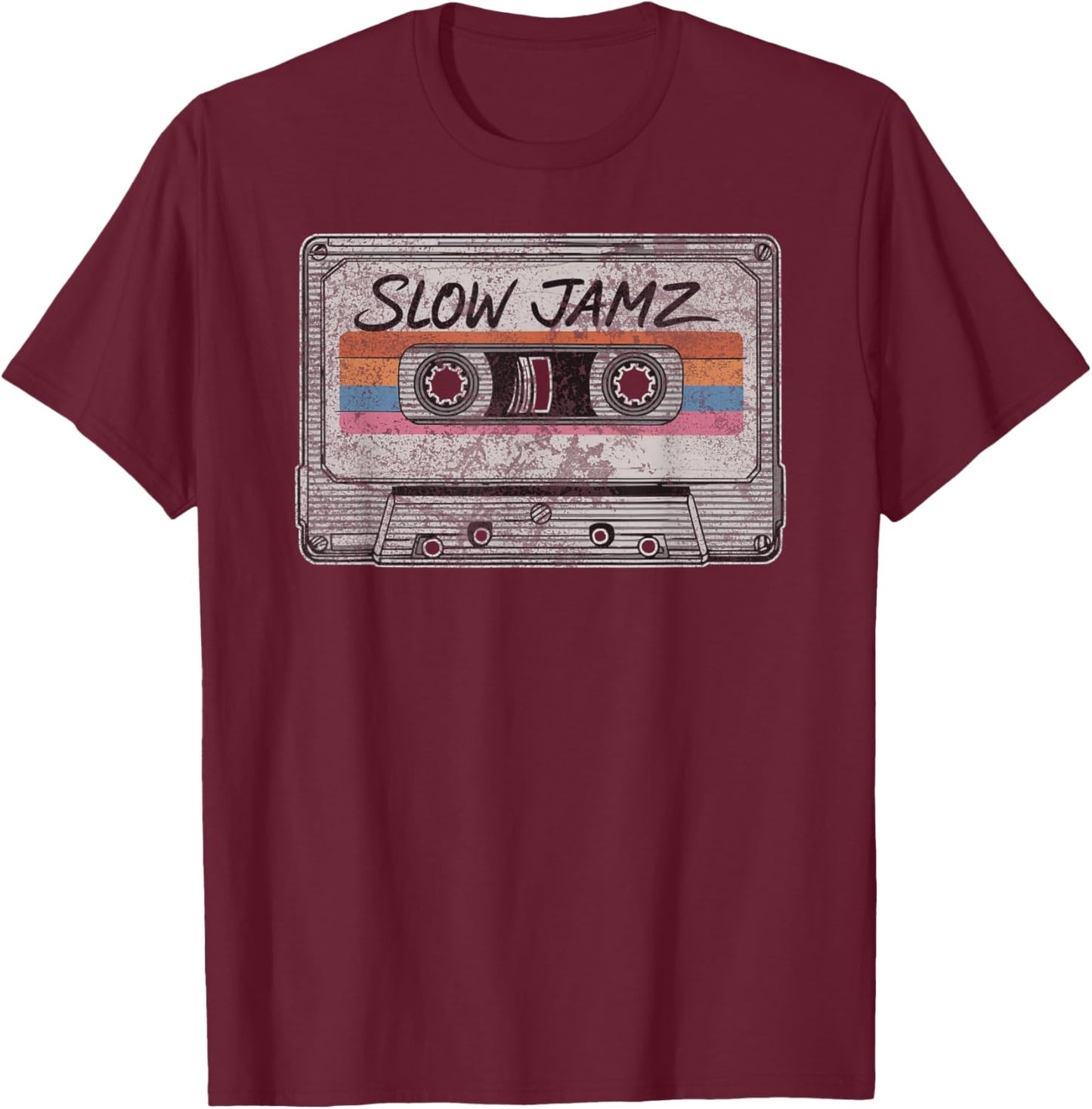 Old School Slow Jams, Jamz 80s 90s Mixtape Graphic T-Shirt - T-Shirt | Maroon