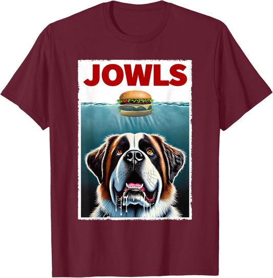 Funny Saint Bernard and Hamburger Parody Jowls Dog Lover Men Women Kids T-Shirt - T-Shirt | Maroon