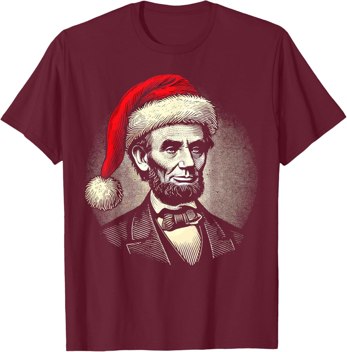 Christmas Abraham Lincoln Presidential Portrait Abe Lincoln T-Shirt - T-Shirt | Maroon