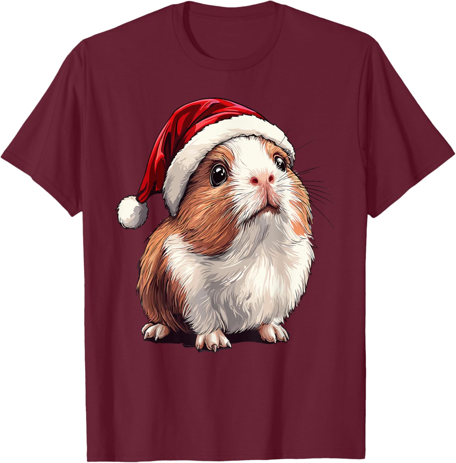 Xmas Guinea Pig Lovers Christmas Pajama Guinea Pig Santa Hat T-Shirt - T-Shirt | Maroon