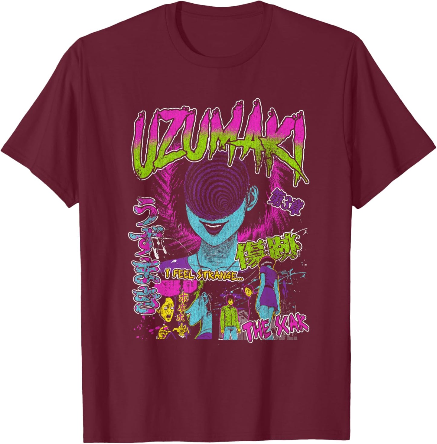 Uzumaki Junji Ito Spiral Girl Horror Manga T-Shirt - T-Shirt | Maroon