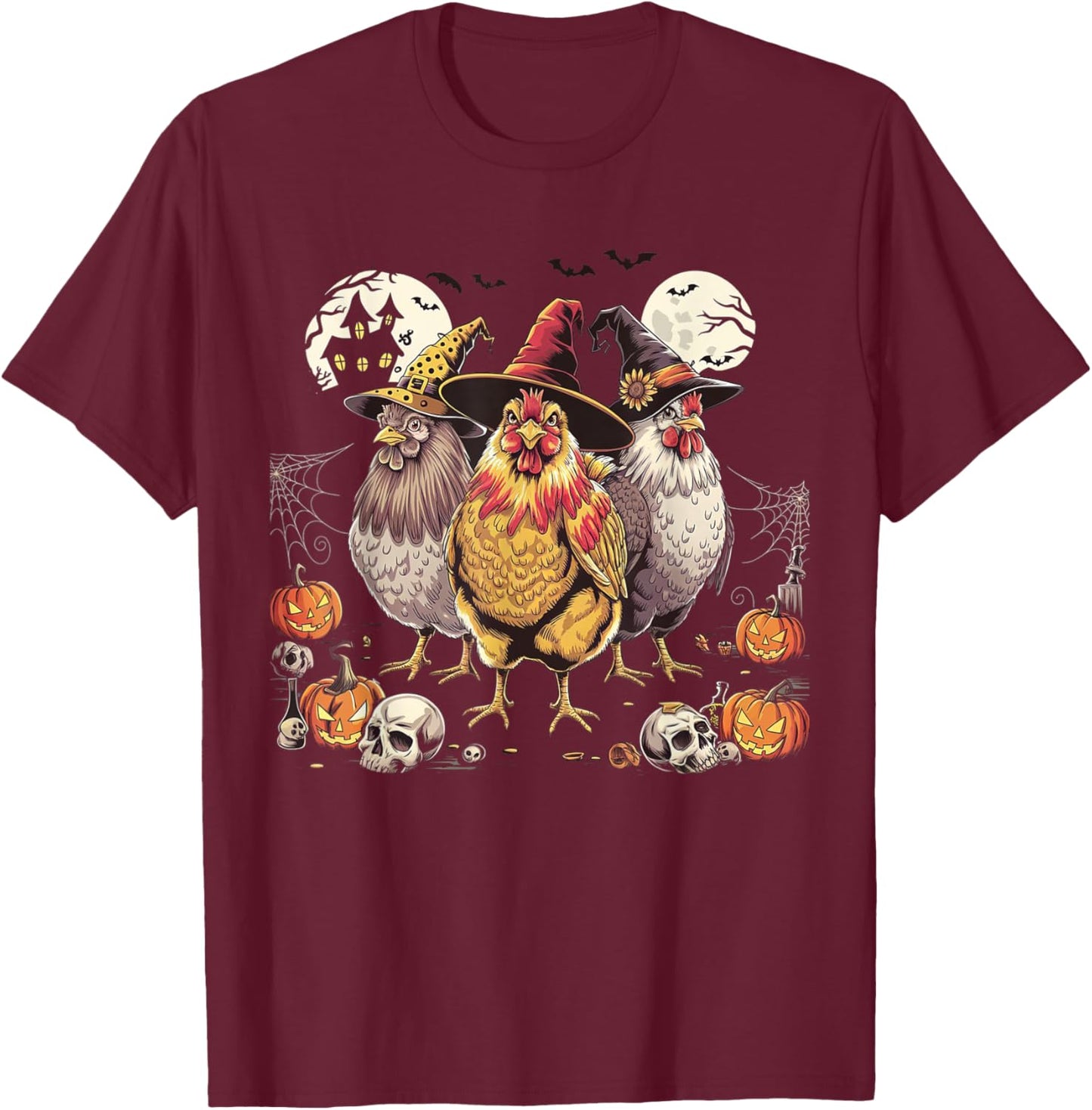 Funny Halloween Chicken Costume Spooky Season Chickens Witch T-Shirt - T-Shirt | Maroon