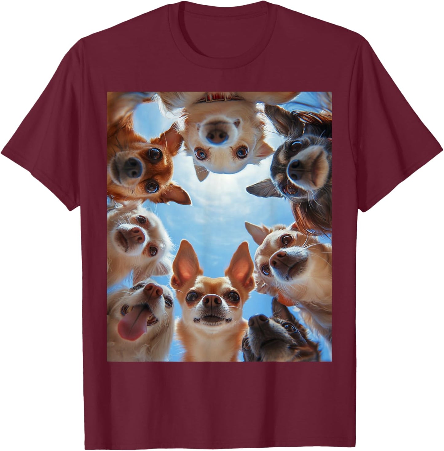 Funny Chihuahua Dog Selfie T-Shirt - T-Shirt | Maroon