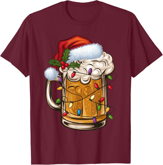 Xmas Christmas Beer T-Shirt - T-Shirt | Maroon