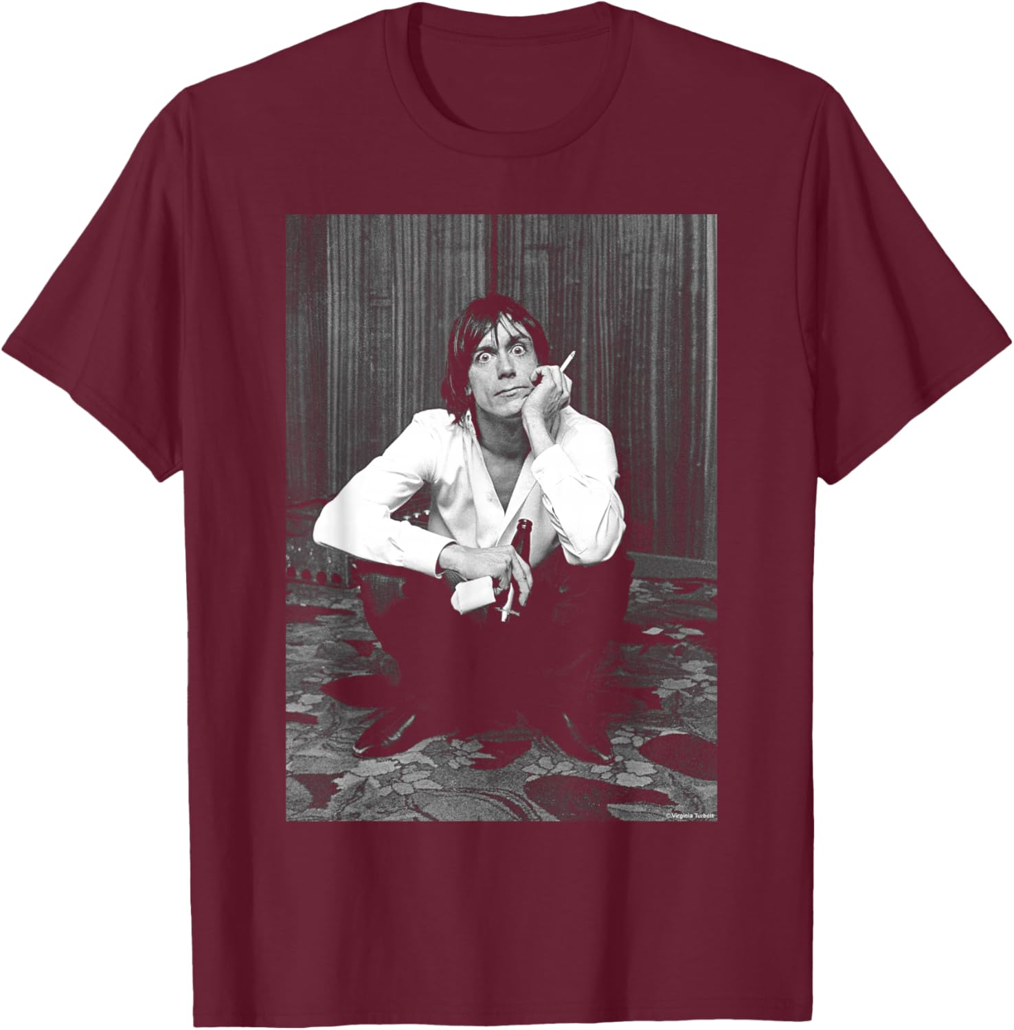 Iggy Pop Of The Stooges Friars Aylesbury By Virginia Turbett T-Shirt - T-Shirt | Maroon