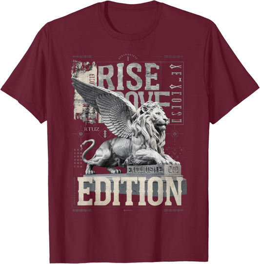 Aesthetic Vintage Streetwear Fashion Women Men Retro Lion T-Shirt - T-Shirt | Maroon