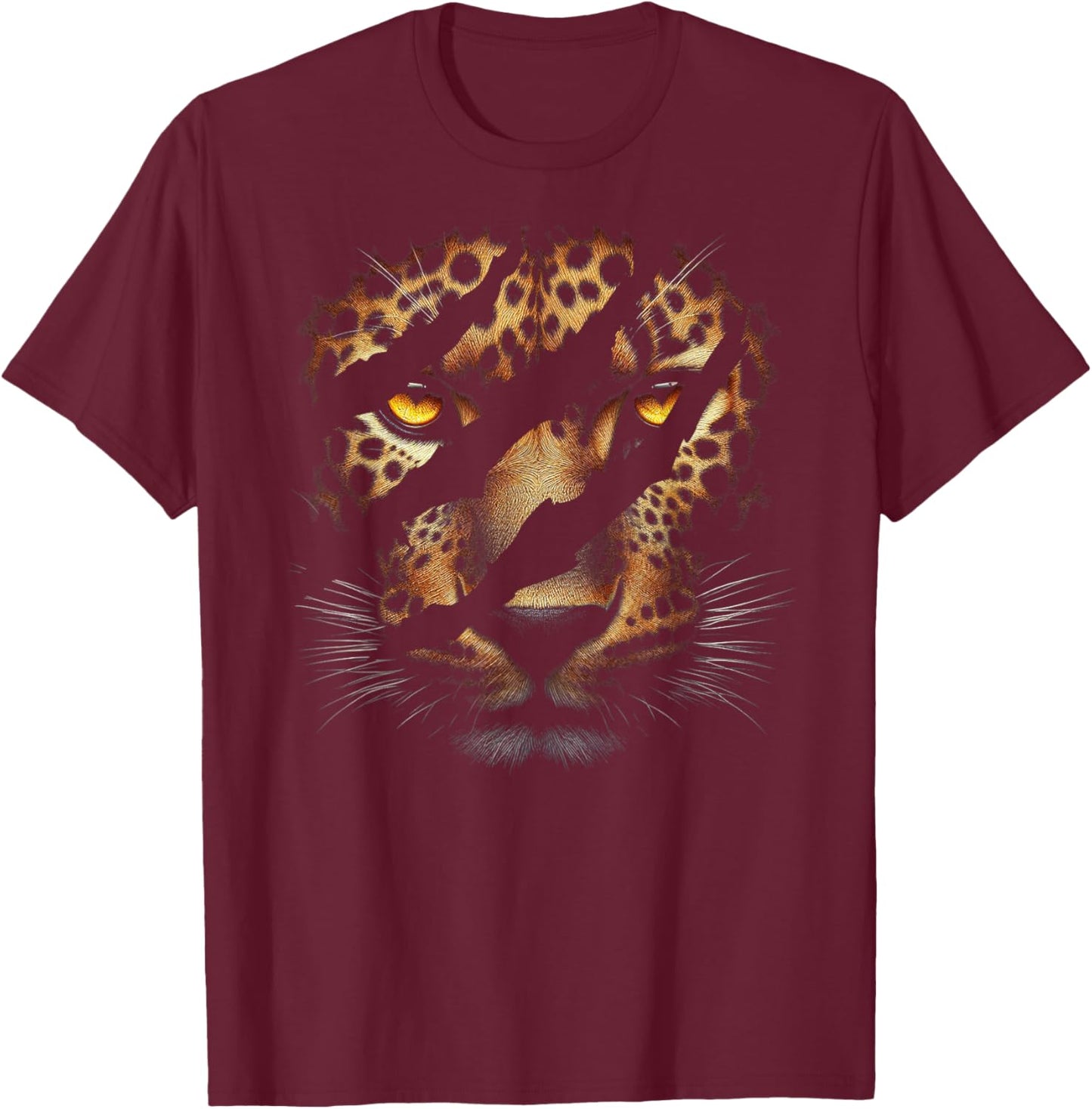 Leopard Cheetah Tiger Leopard Face Lion Cat T-Shirt - T-Shirt | Maroon