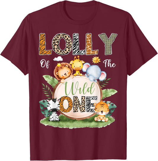 Lolly Of The Wild One 1St Birthday Kids Safari Jungle T-Shirt - T-Shirt | Maroon