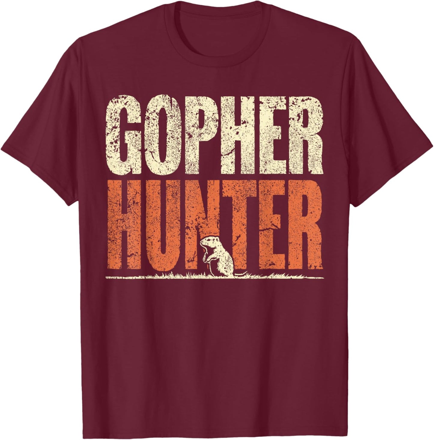 Gopher Hunter Gifts & GOPHER HUNTER -Adults Black Classic Fit Short Sleeve T-Shirt - T-Shirt | Maroon