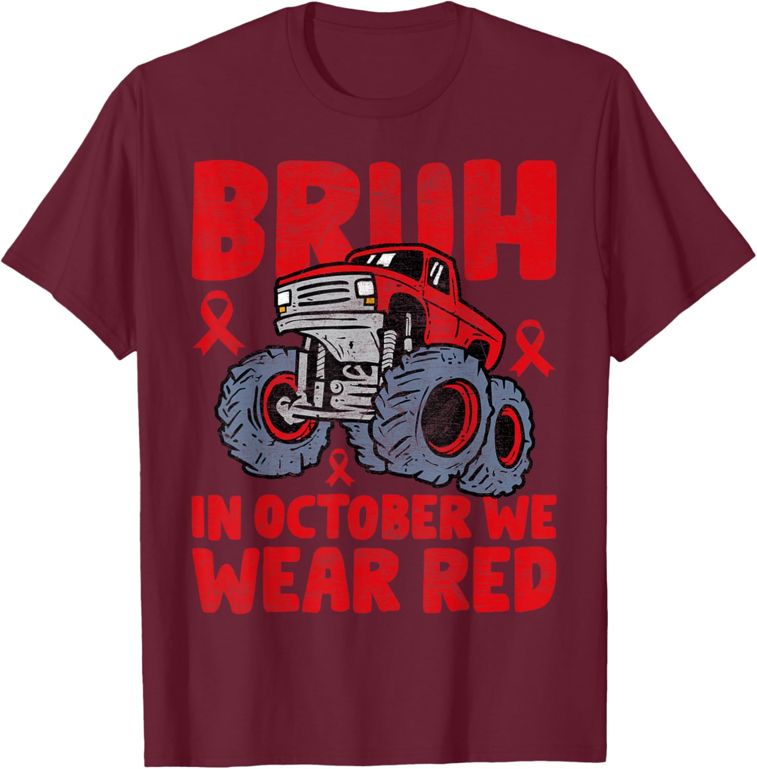 Red Ribbon Week Shirt for Kids Boys Bruh In October Wear Red T-Shirt - T-Shirt | Maroon