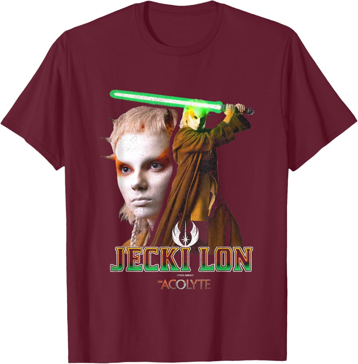 Star Wars The Acolyte Iconic Jecki Lon Retro Big Chest Logo T-Shirt - T-Shirt | Maroon