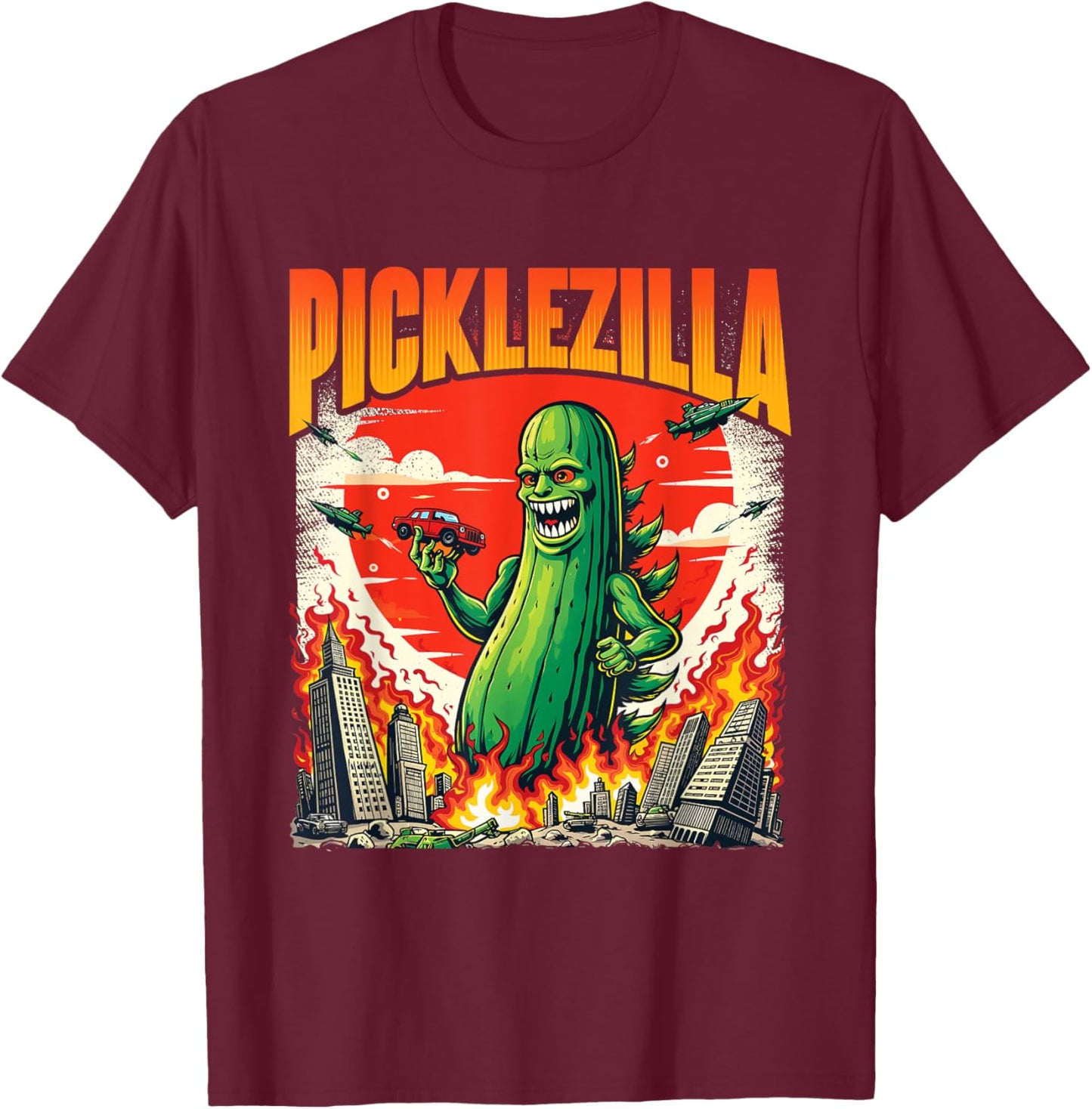 Picklezilla - Dill Pickle Lover Pickling Cucumber T-Shirt - T-Shirt | Maroon