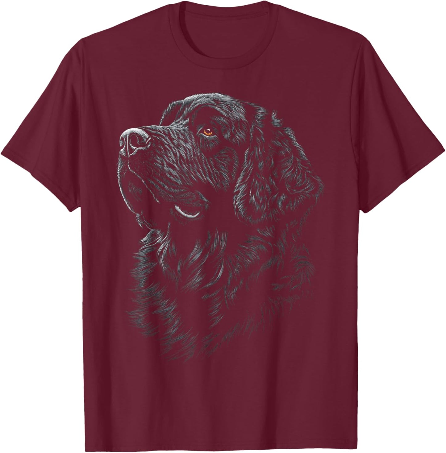 Newfoundland Dog Motif Pet Illustration Newfoundland T-Shirt - T-Shirt | Maroon