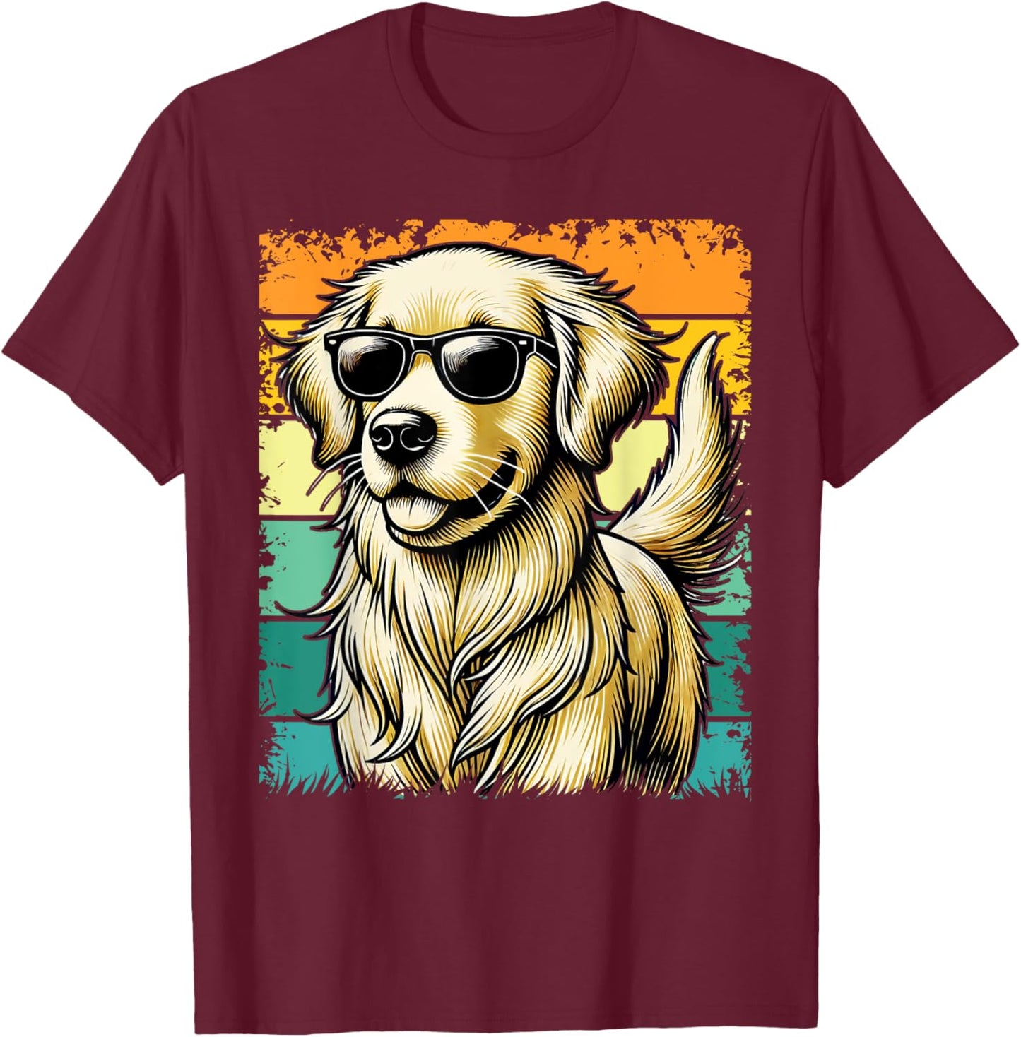Golden Retriever for Kids Boys Girls Sunglasses Pet T-Shirt - T-Shirt | Maroon
