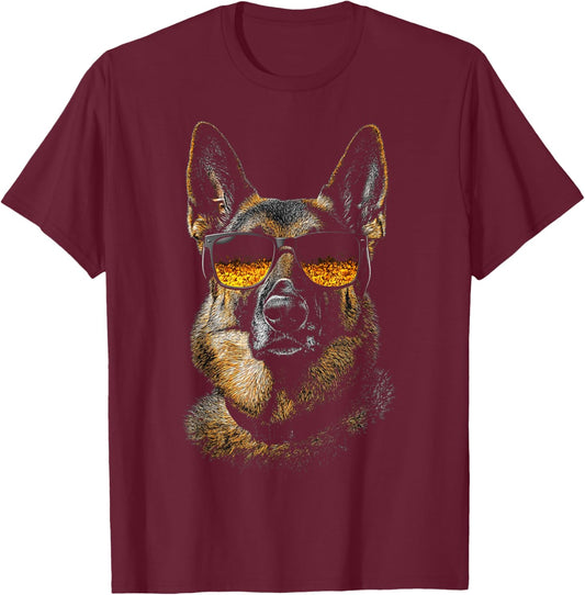 German Shepherd Dog Pet Artwork Sunglasses German Shepherd T-Shirt - T-Shirt | Maroon
