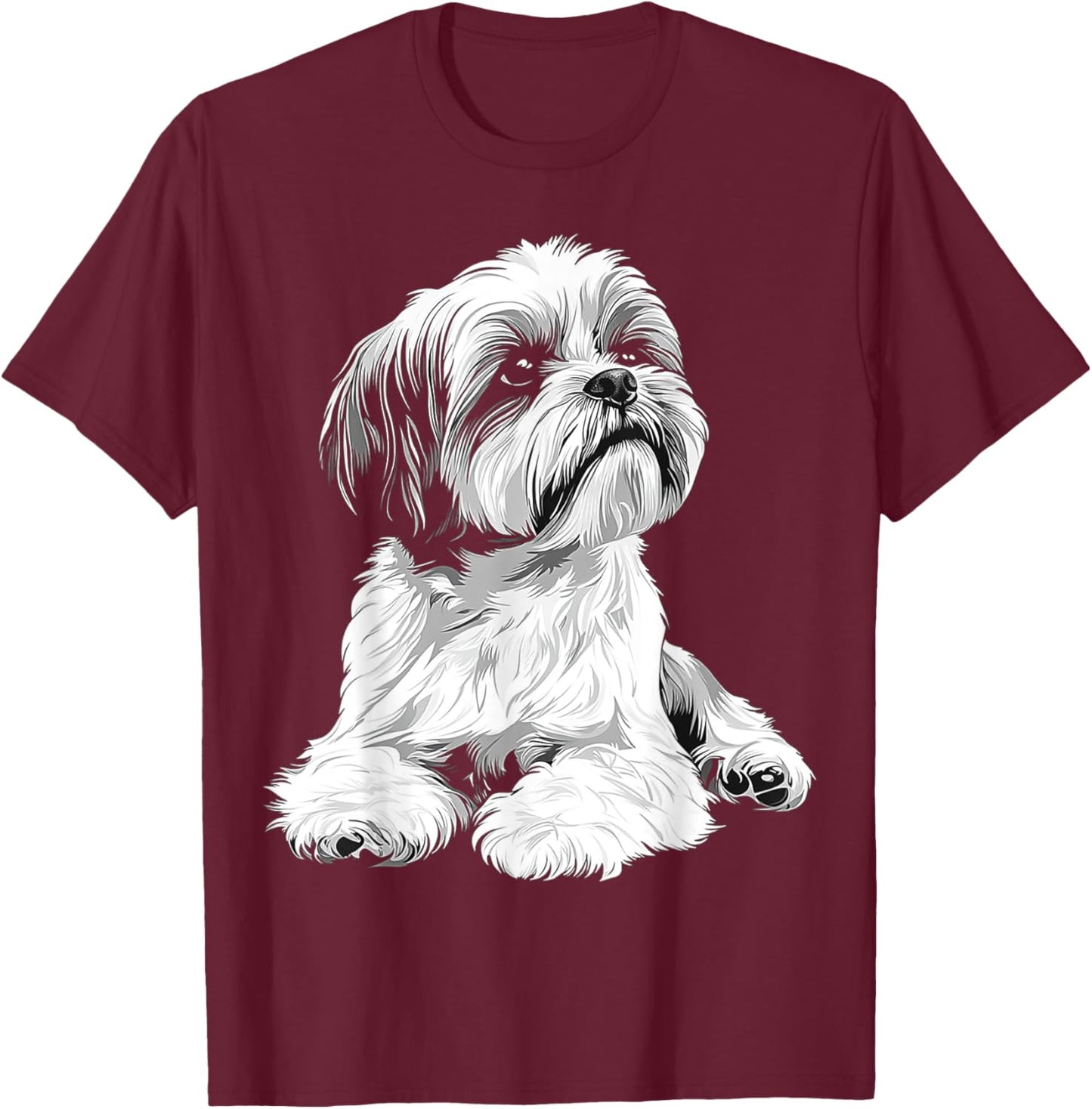 Shih Tzu Dog Motif Pet Illustration Shih Tzu Women Kids T-Shirt - T-Shirt | Maroon