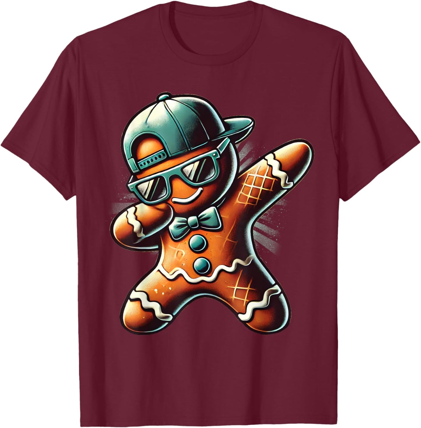 Cool Gingerbread Dabbing Funny Christmas Boys Kids Dab Dance T-Shirt - T-Shirt | Maroon