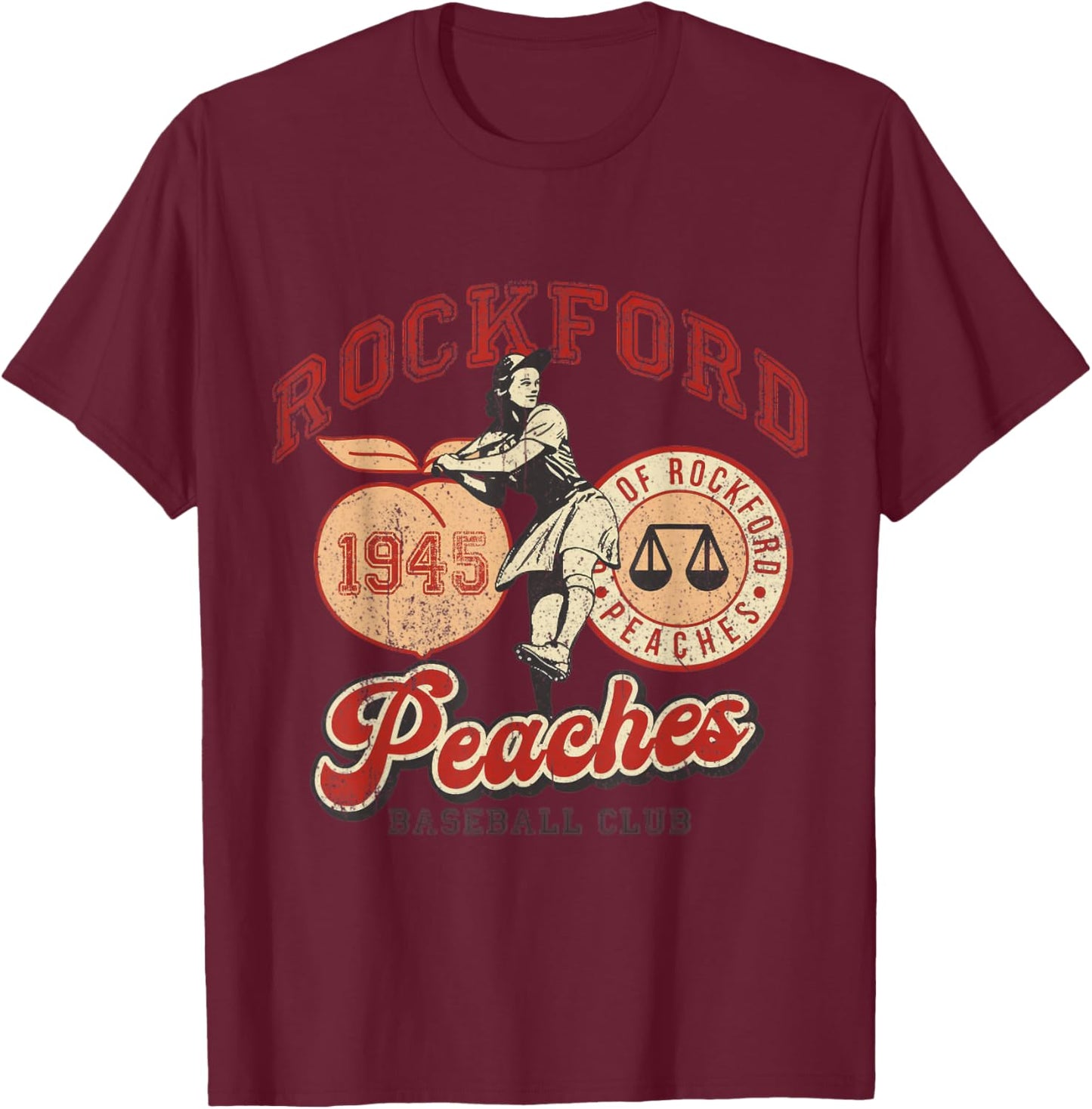 Rockford Retro 1945 Peaches T-Shirt - T-Shirt | Maroon