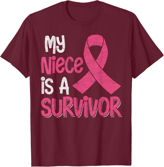 My Niece Is A Survivor - Breast Cancer Support Squad T-Shirt - T-Shirt | Maroon