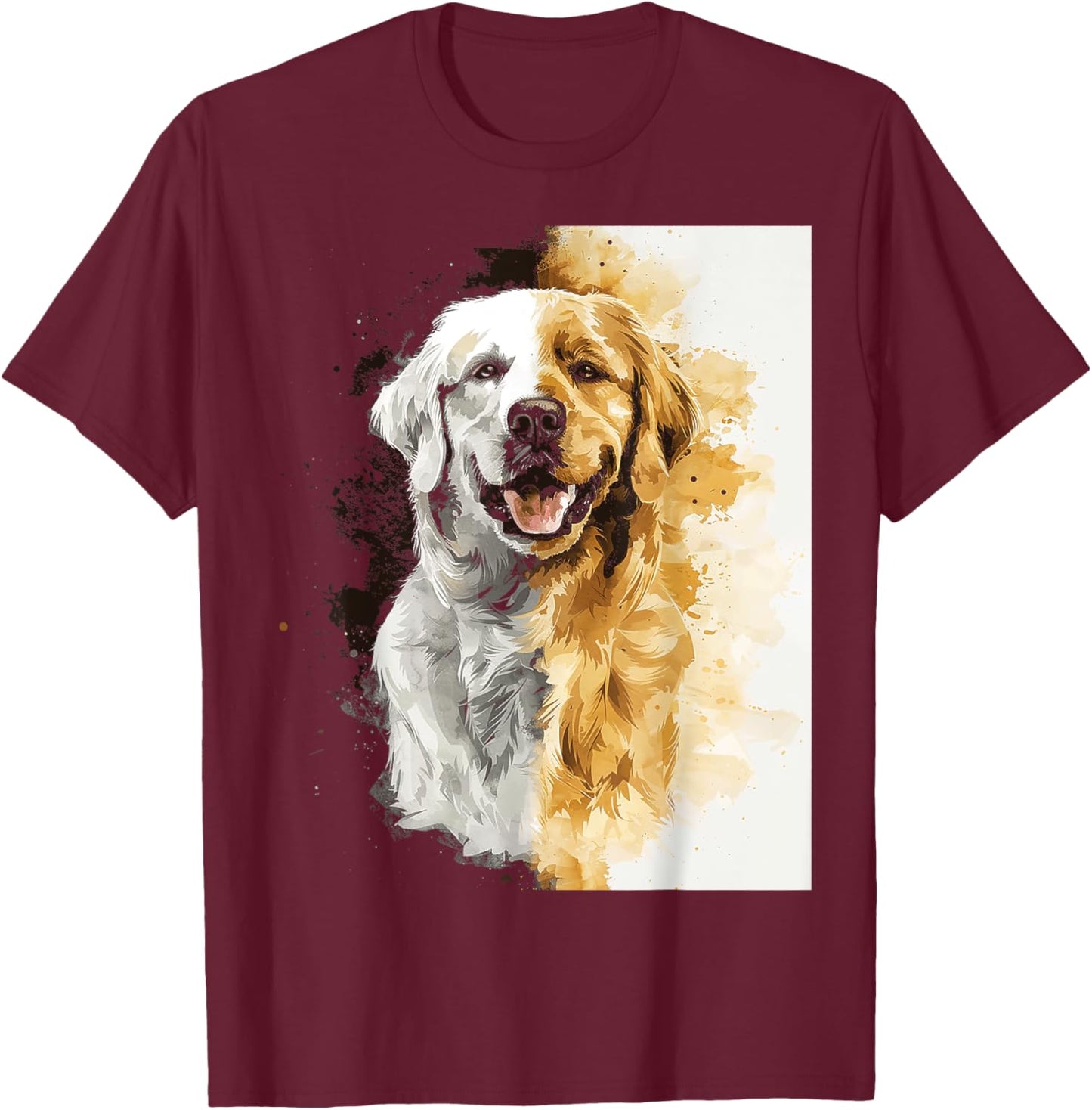 Golden Retriever Dog Motif Pet Art Golden Retriever Women Kids T-Shirt - T-Shirt | Maroon