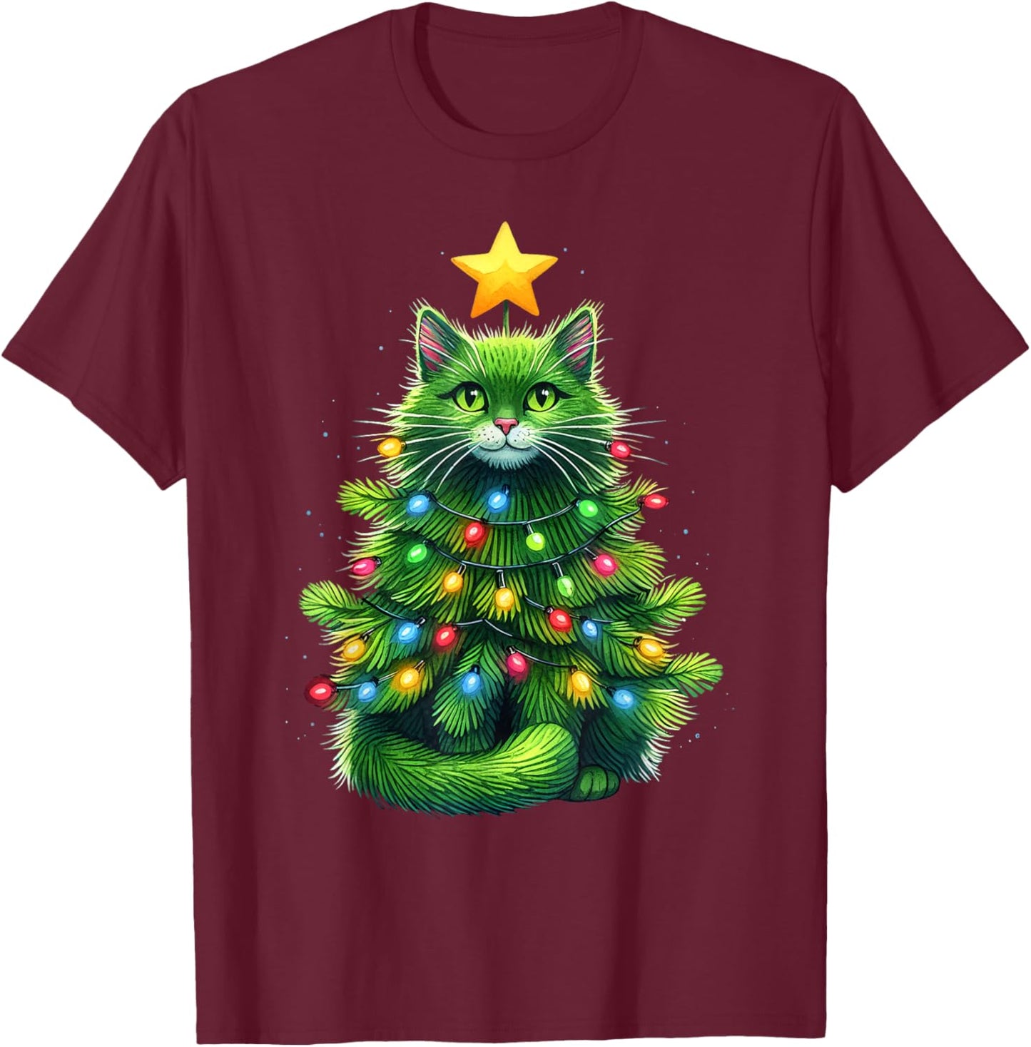 Merry Christmas With This Funny Christmas Tree Cat Xmas T-Shirt - T-Shirt | Maroon