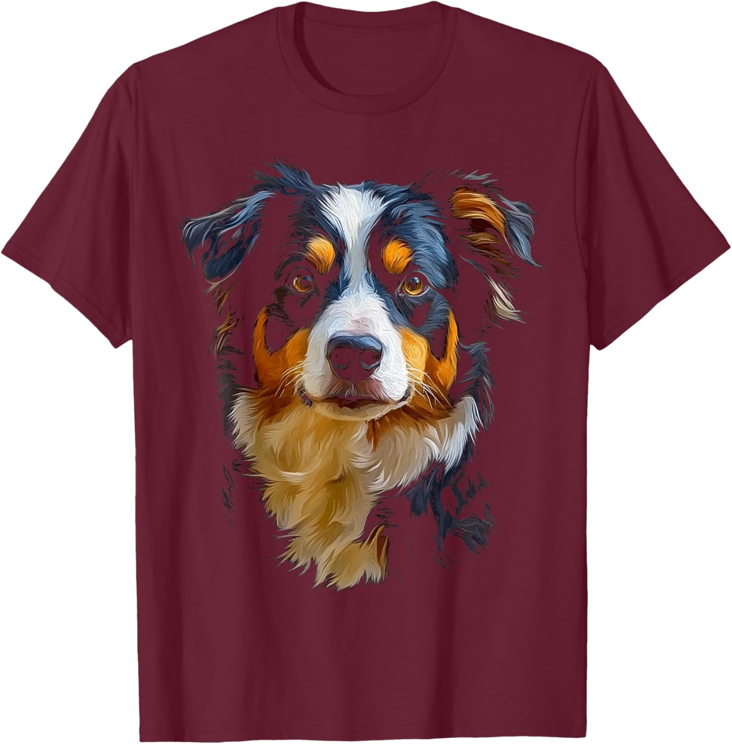 Australian Shepherd Dog Pet Artwork Australian Shepherd Women Kids T-Shirt - T-Shirt | Maroon