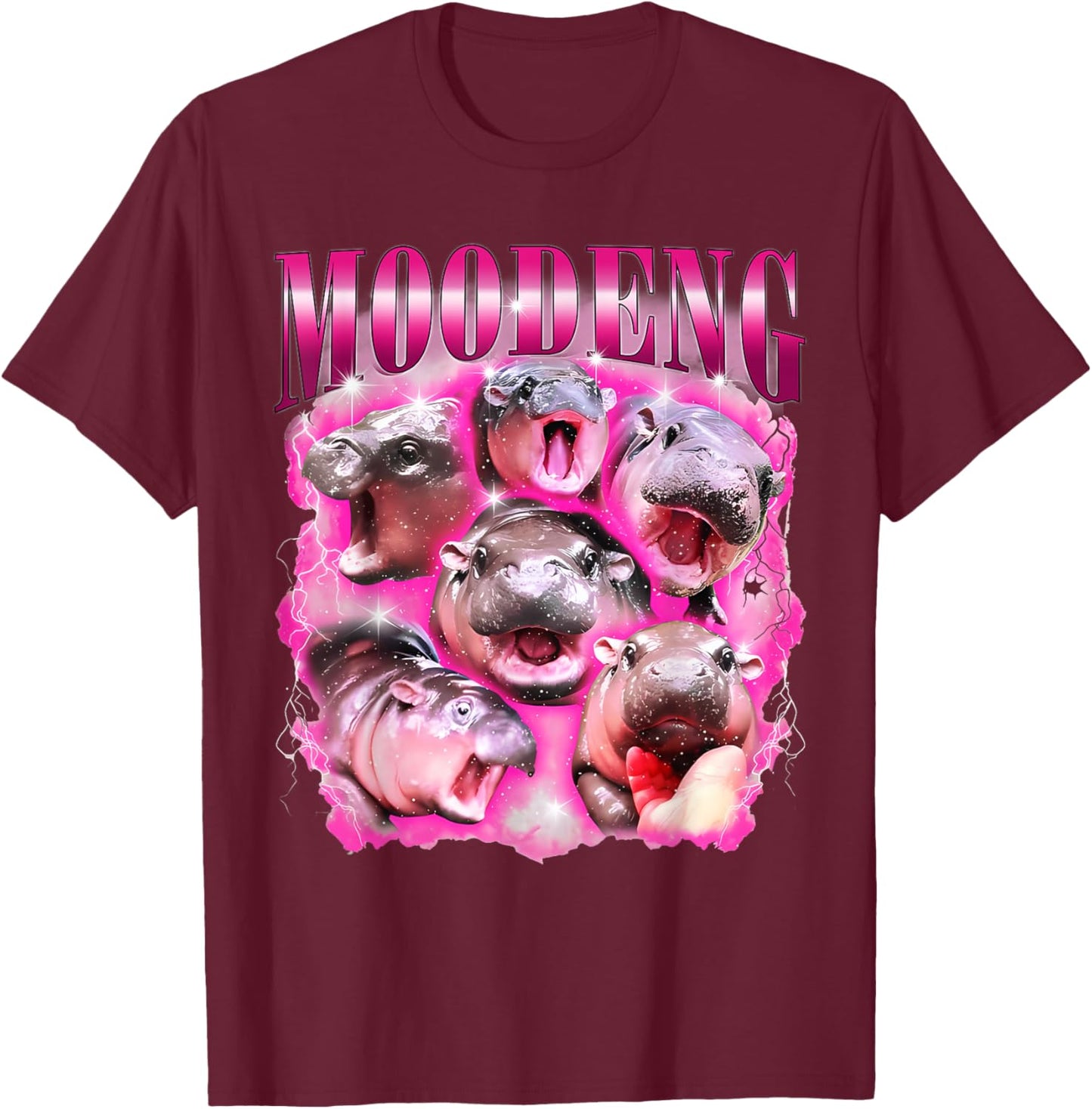 Funny Moo-Deng Baby Pygmy Hippo Cute Famous Zoo For Family T-Shirt - T-Shirt | Maroon