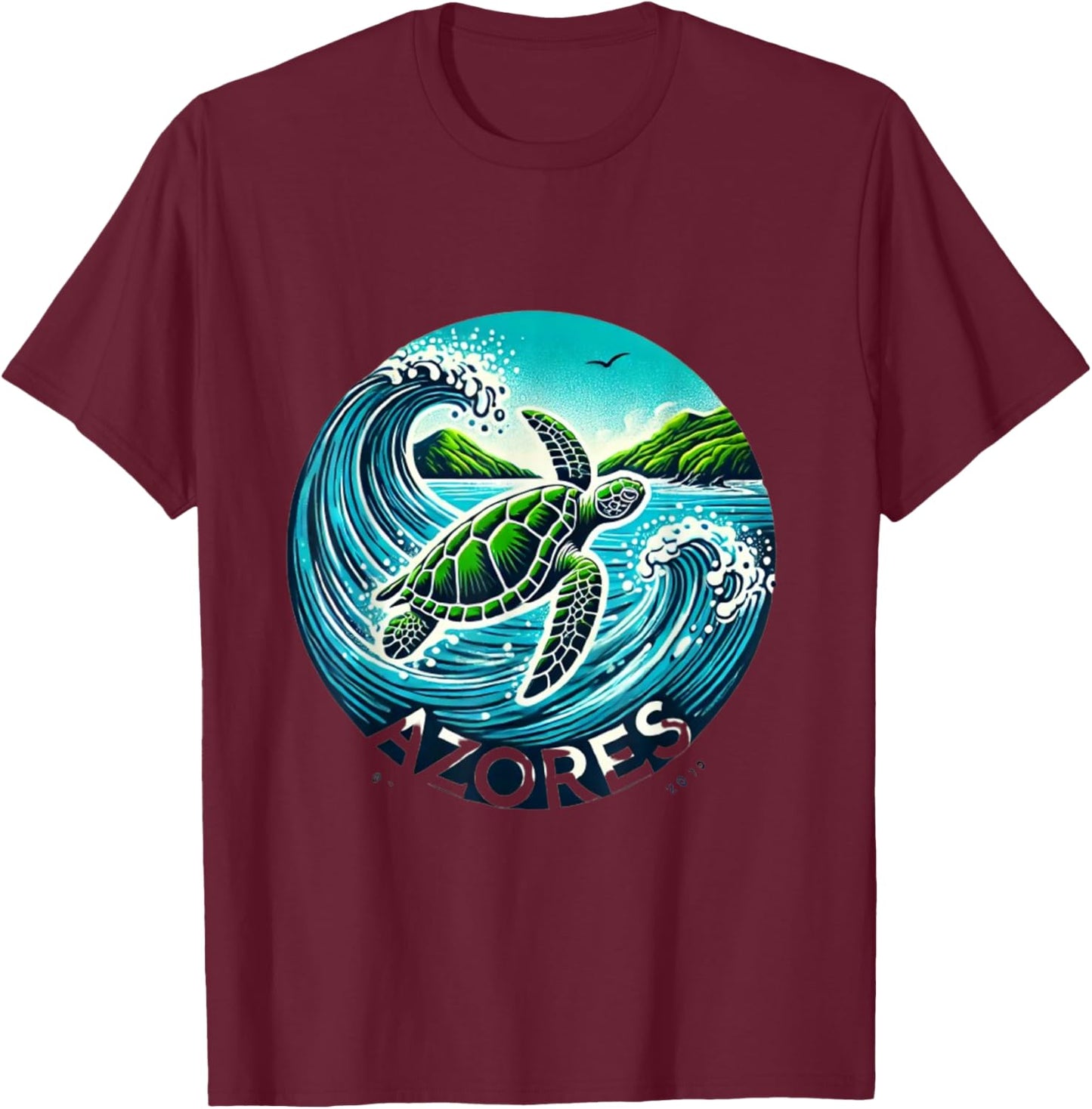 The Azores Islands of Portugal SEa Turtle T-Shirt - T-Shirt | Maroon