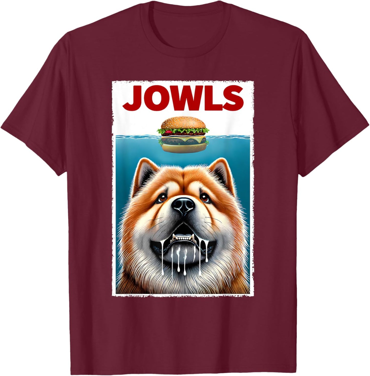 Funny Chow Chow and Hamburger Parody Jowls Dog Lover Women Kids T-Shirt - T-Shirt | Maroon