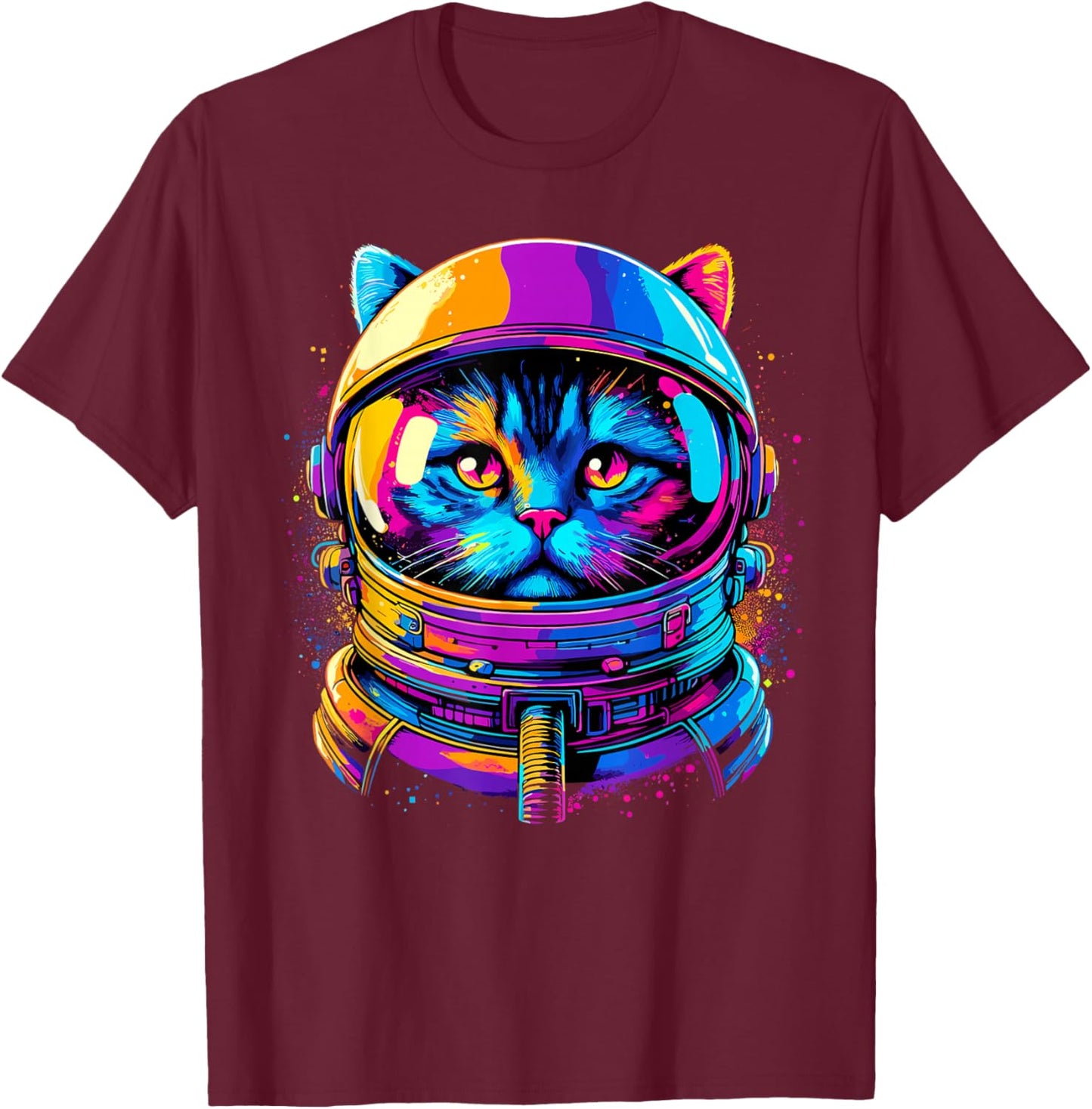 Cat Galaxy Astronaut Cat Space T-Shirt - T-Shirt | Maroon