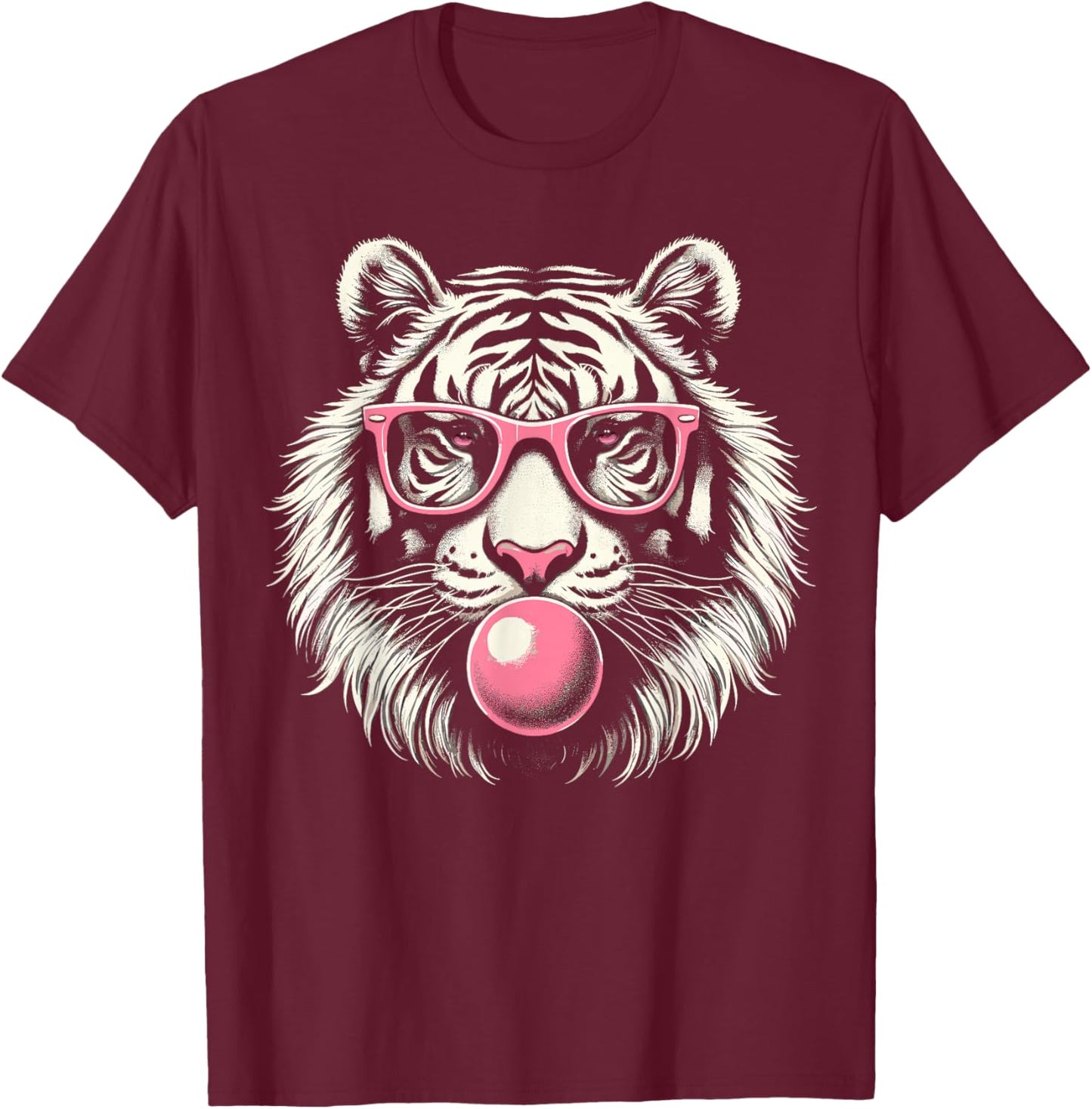 Tiger Face Animal Cute Tiger T-Shirt - T-Shirt | Maroon