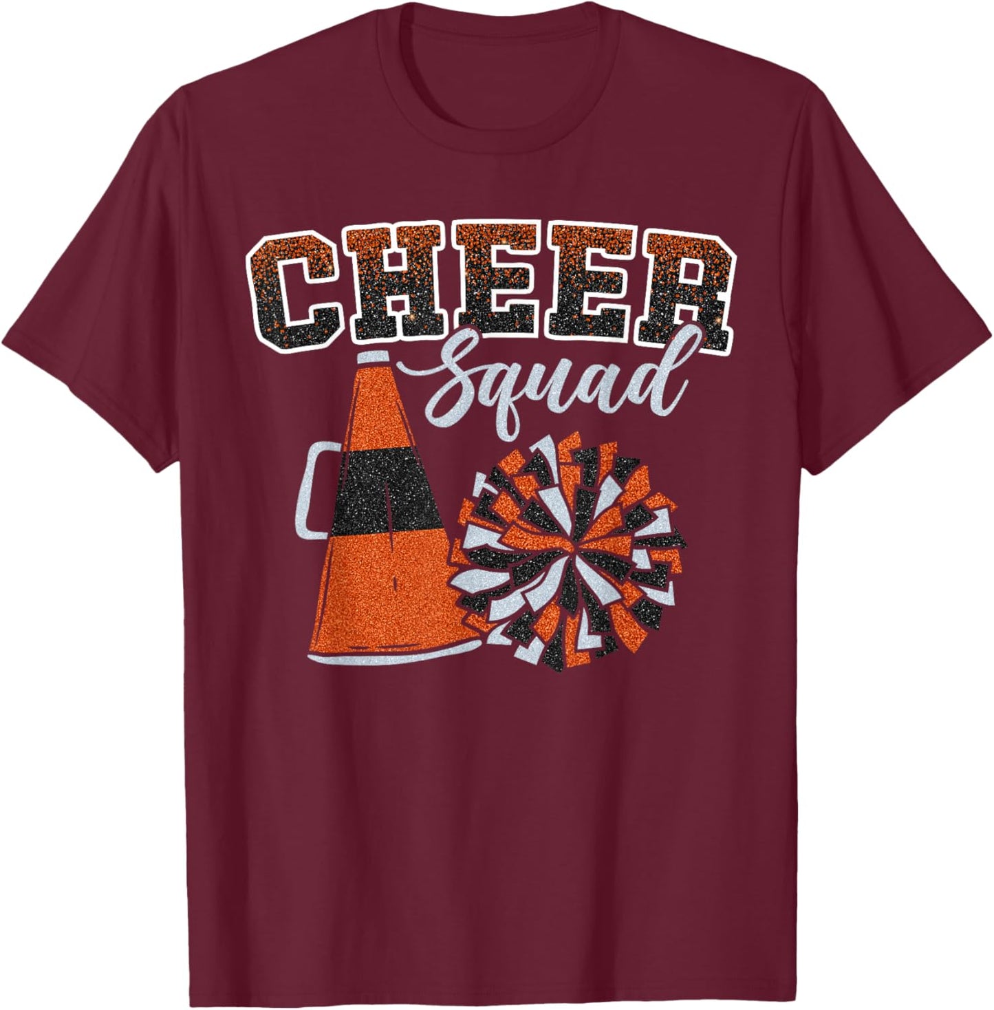 Cheer Squad Funny Cheerleader Cheerleading Orange Women Girl T-Shirt - T-Shirt | Maroon