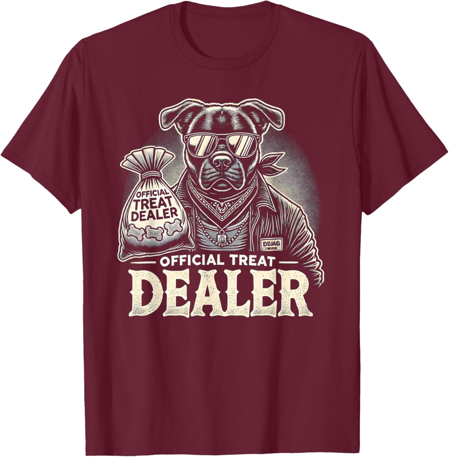 Dog Lover Official Treat Dealer Funny Pet Design T-Shirt - T-Shirt | Maroon