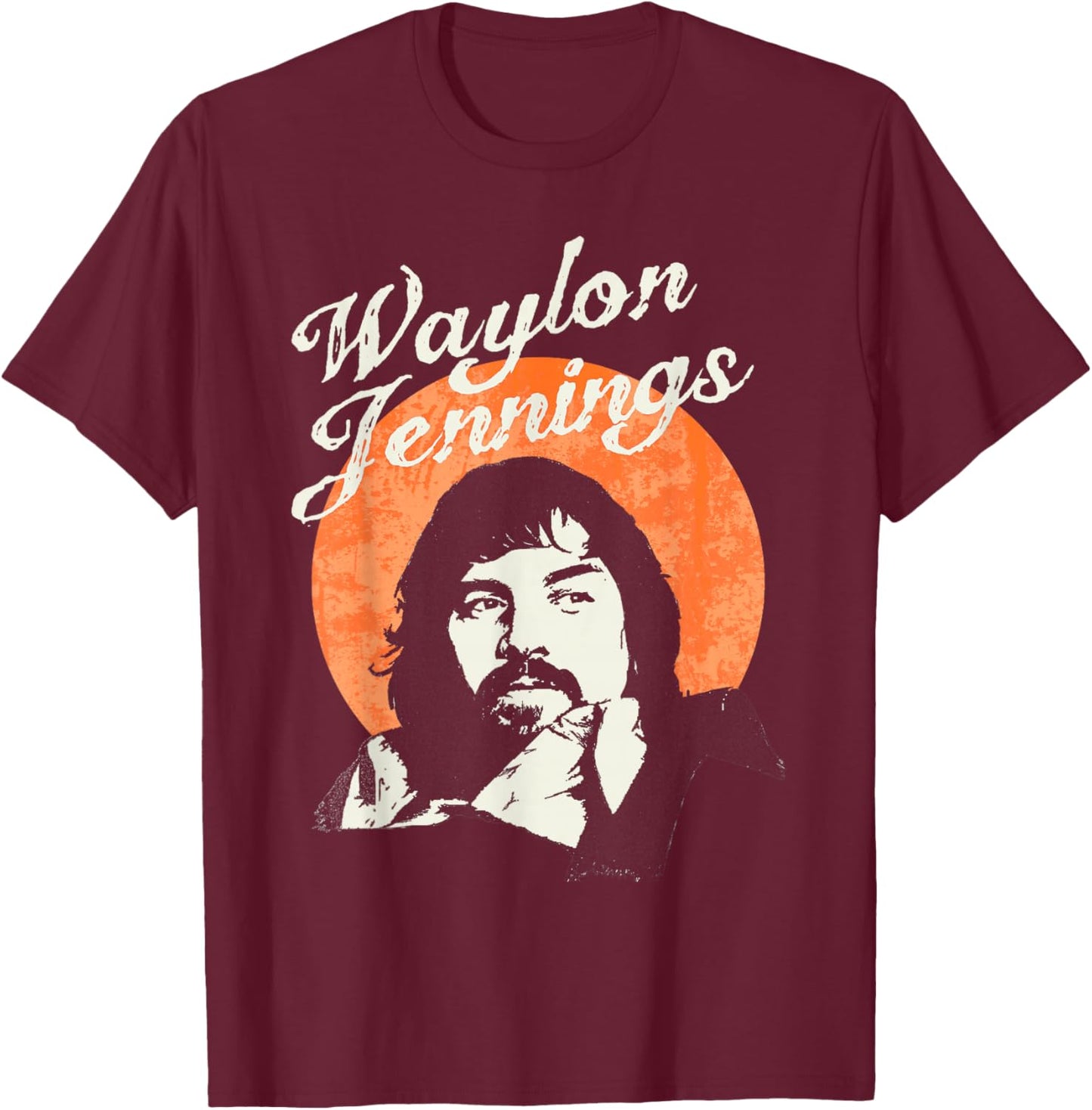 Waylon Jennings - Official Merchandise - Sunset T-Shirt - T-Shirt | Maroon