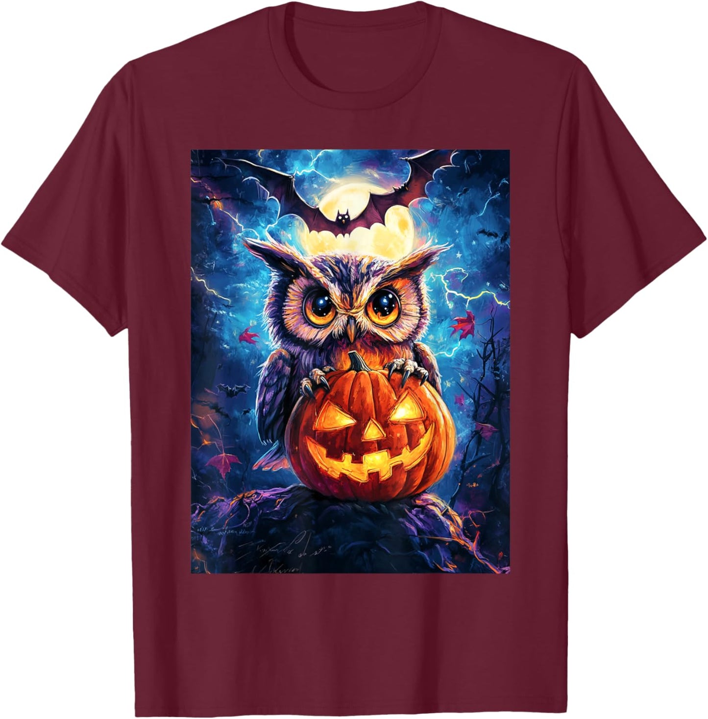Halloween Girls Owl Boys Spooky Scary Pumpkin Kids Halloween T-Shirt - T-Shirt | Maroon