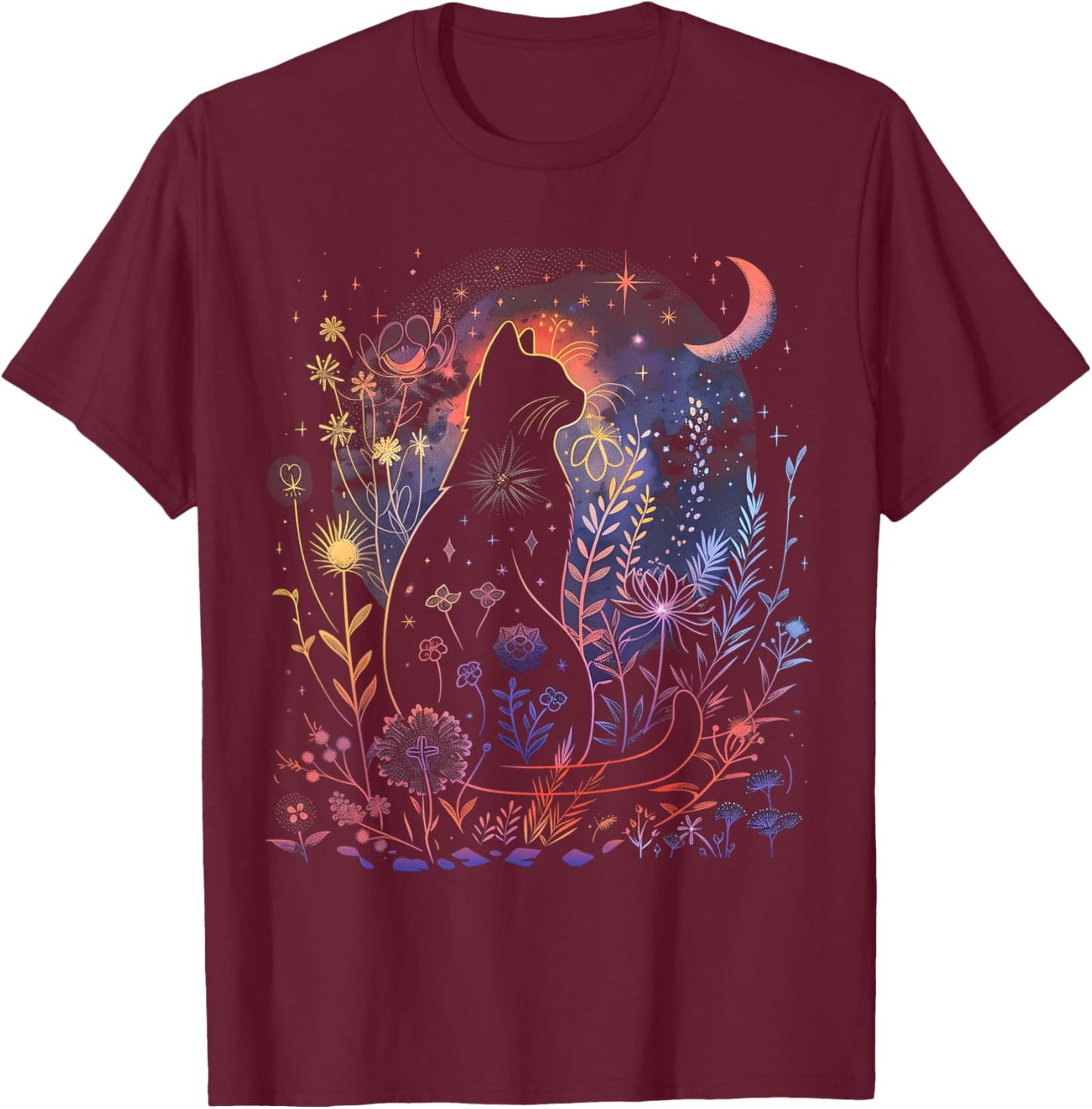 Halloween Black Cat Costume Mystical Cat Lover Girls T-Shirt - T-Shirt | Maroon