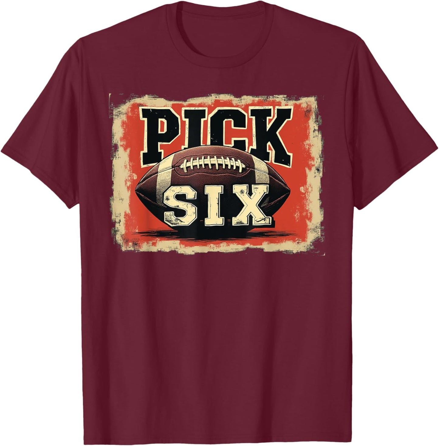 Pick Six Football Play - Savage Interception Design T-Shirt - T-Shirt | Maroon