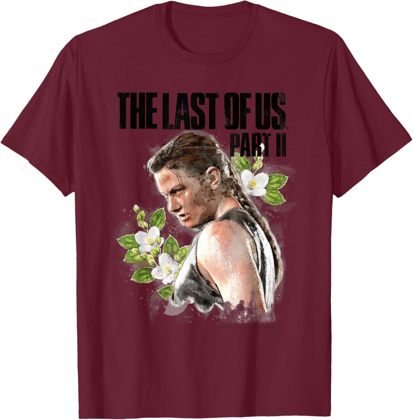 The Last of Us Abby Surrounded by Flowers T-Shirt - T-Shirt | Maroon