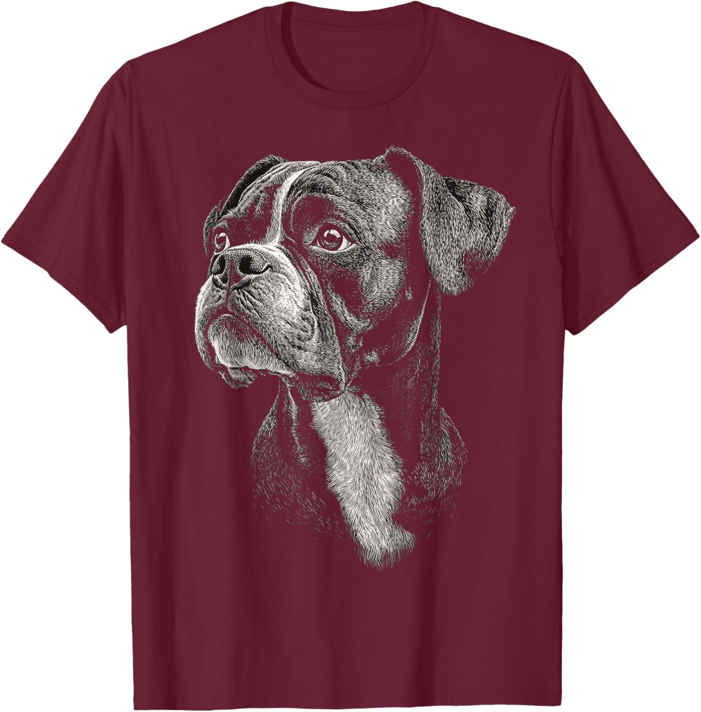 Boxer Dog Motif Pet Art Boxer T-Shirt - T-Shirt | Maroon