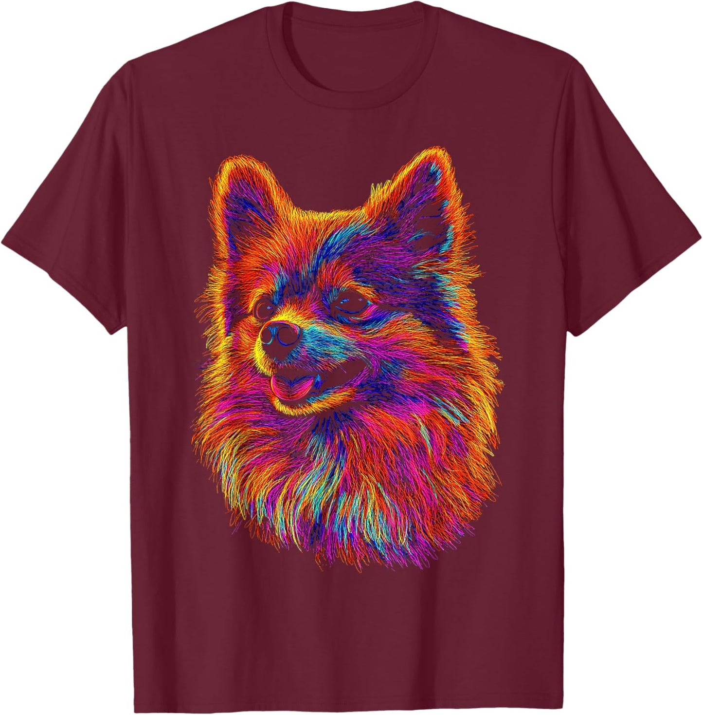 Pomeranian Dog Motif Pet Artwork Pomeranian T-Shirt - T-Shirt | Maroon