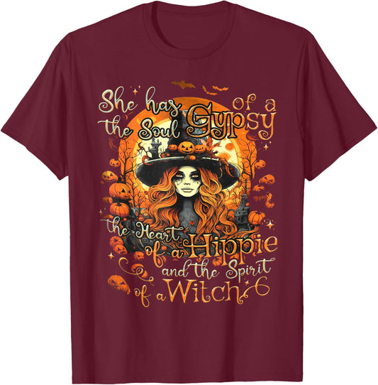 She Has The Soul Of A Gypsy The Heart Of A Hippie T-Shirt - T-Shirt | Maroon