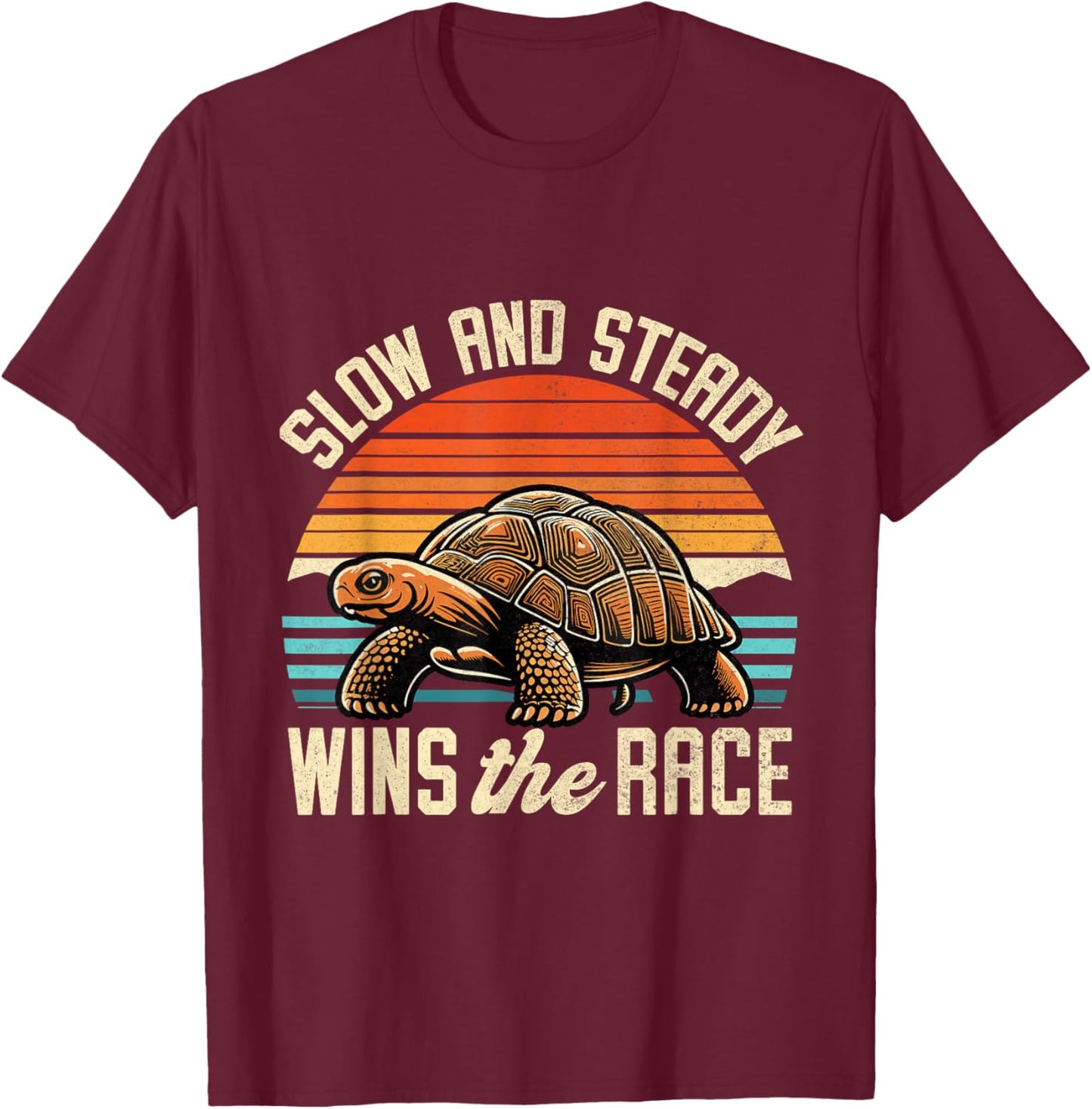 Slow and Steady Wins The Race Shirt Funny Sea Turtle Lover T-Shirt - T-Shirt | Maroon
