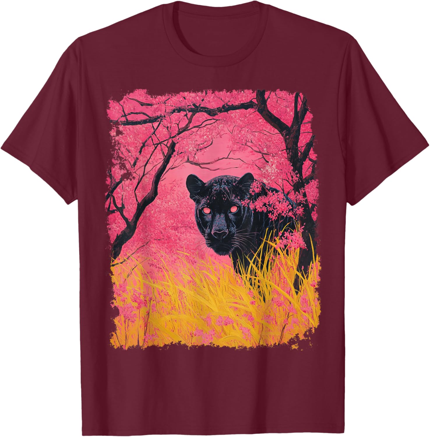 Pink Panther Black T-Shirt - T-Shirt | Maroon