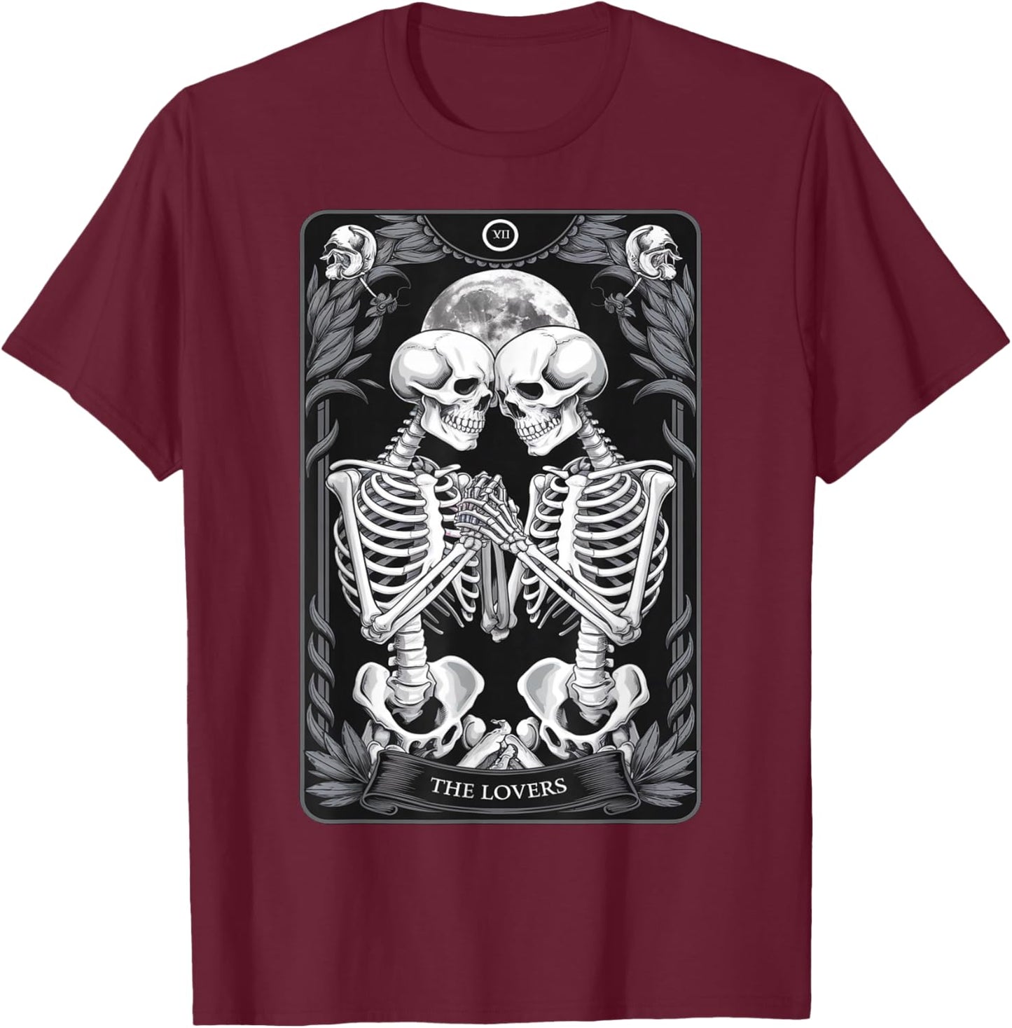 The Lovers Vintage Tarot Card T-Shirt - T-Shirt | Maroon