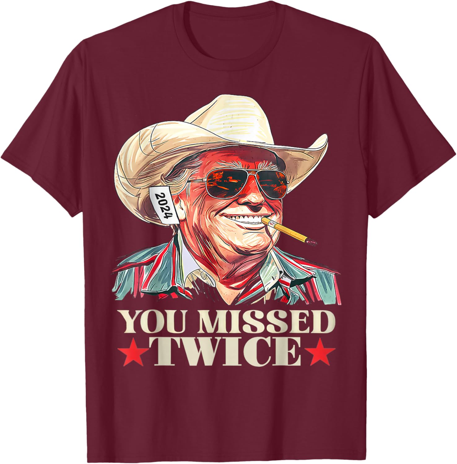 Trump Assassination Attempt Trump 2024 You Missed Twice T-Shirt - T-Shirt | Maroon