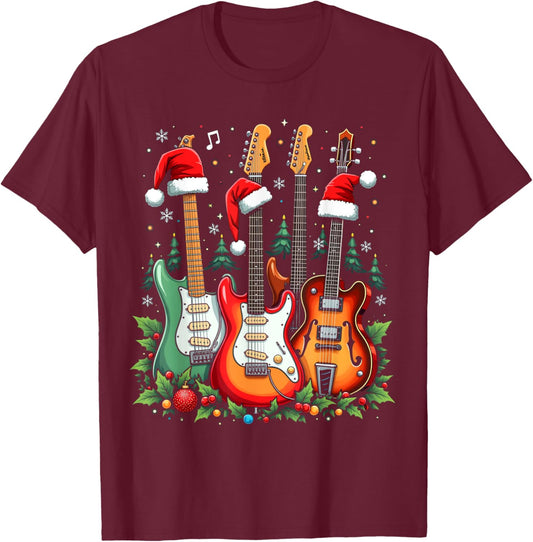 Christmas Guitar T-Shirt - T-Shirt | Maroon