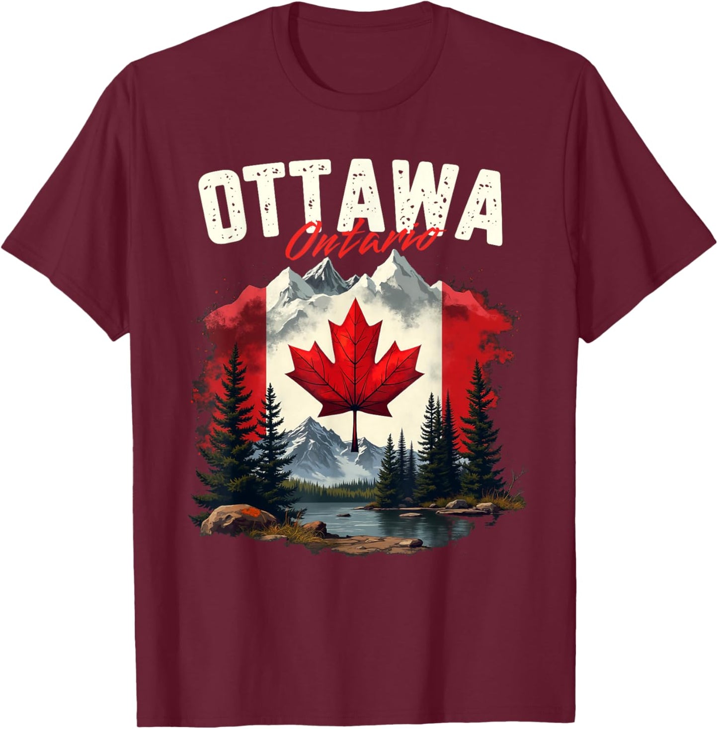 Ottawa Ontario Canada Vacation Travel Souvenir T-Shirt - T-Shirt | Maroon
